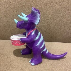 Rare ANKYO Purple Dinosaur Plastic Toy Figure 5.5" Playing The pink Drum